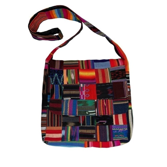 Patchwork Bohemian Multicolored Messenger Shoulder Crossbody Tote Bag - Picture 1 of 16